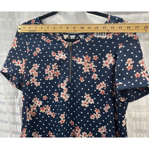 Counterparts Women Top Size M Color Blue Floral Zipper - Picture 3 of 12